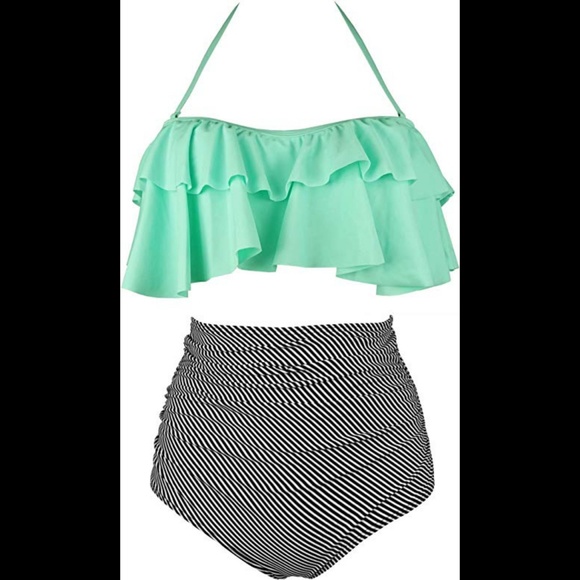 Retro boho flounce high waist Bikini XL - Picture 2 of 4